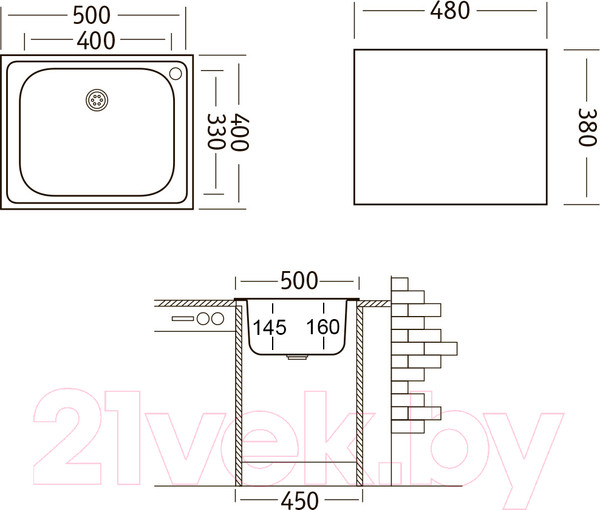 Изображение товара Мойка кухонная Ukinox Классика CLM500.400 T5C 1C