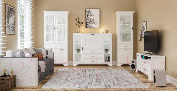 Изображение товара Шкаф с витриной Мебель-Неман Юнона МН-132-14 (белый текстурный)