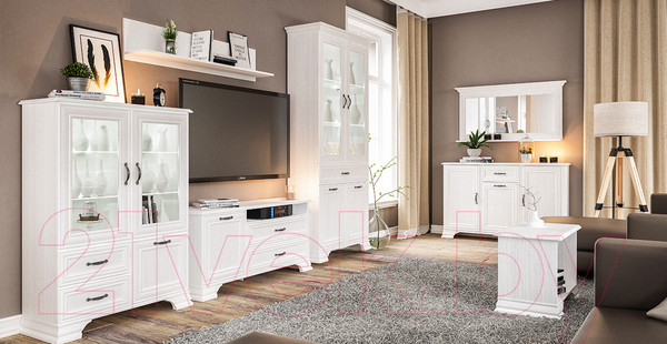 Изображение товара Шкаф с витриной Мебель-Неман Юнона МН-132-14 (белый текстурный)