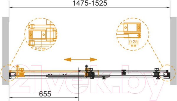 Изображение товара Душевая дверь Cezares STYLUS-SOFT-BF-1-150-C-Cr
