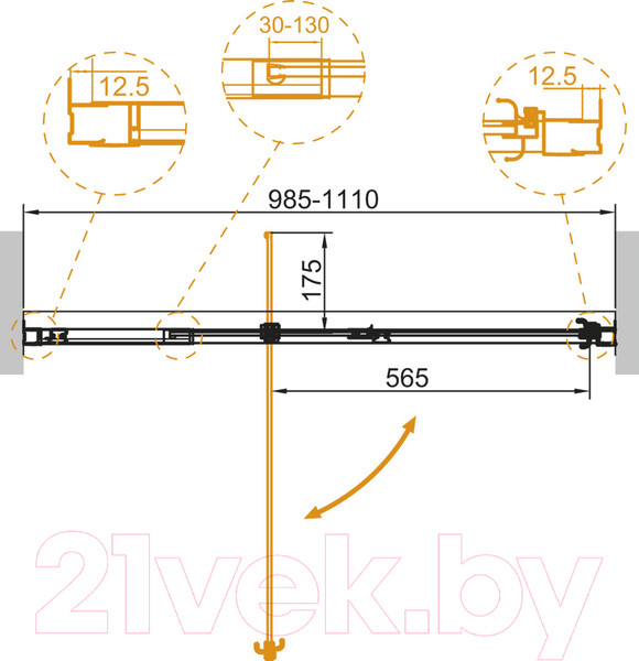 Изображение товара Душевая дверь Cezares VARIANTE-B-1-100/110-C-Cr