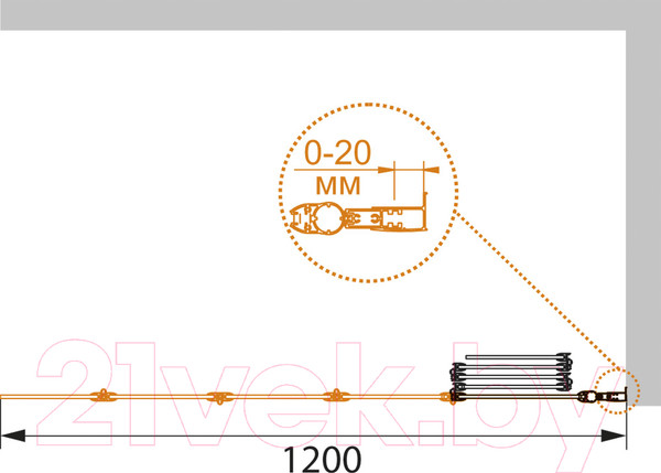Изображение товара Стеклянная шторка для ванны Cezares PRATICO-V-5-120/140-C-Cr