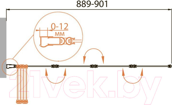 Изображение товара Стеклянная шторка для ванны Cezares RELAX-V-4-90/140-C-Bi