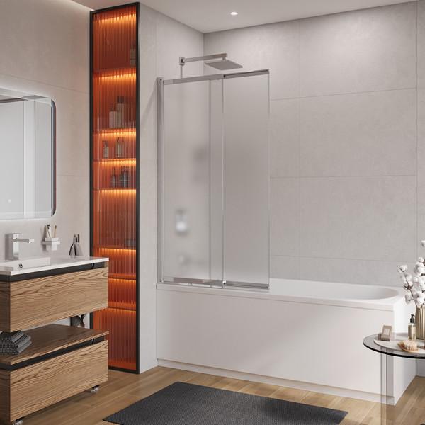 Изображение товара Стеклянная шторка для ванны Cezares SLIDER-VF-11-90/150-P-Cr