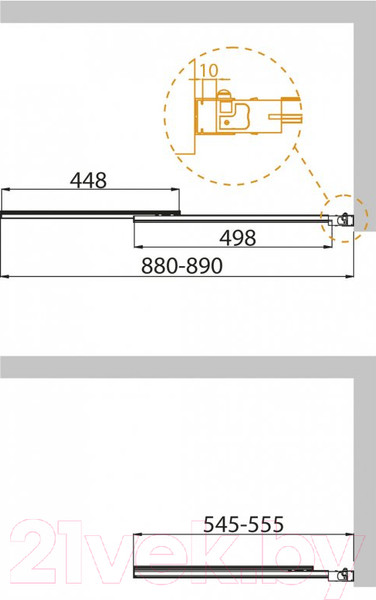 Изображение товара Стеклянная шторка для ванны Cezares SLIDER-VF-11-90/150-P-Cr