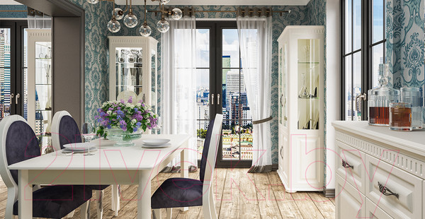 Изображение товара Шкаф с витриной Мебель-Неман Марсель МН-126-12(1) (кремовый)