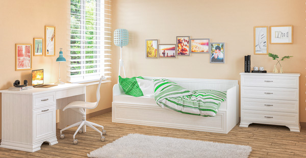 Изображение товара Кровать-тахта Мебель-Неман Юнона МН-132-29 (белый текстурный)