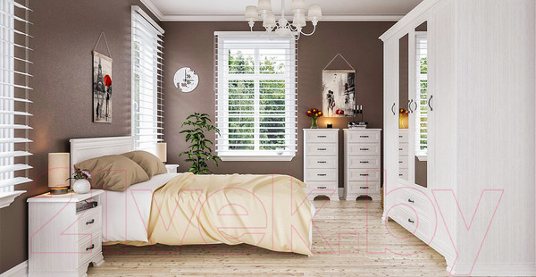 Изображение товара Двуспальная кровать Мебель-Неман Юнона МН-132-01 (белый текстурный)