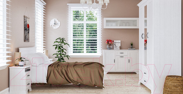 Изображение товара Двуспальная кровать Мебель-Неман Юнона МН-132-01 (белый текстурный)