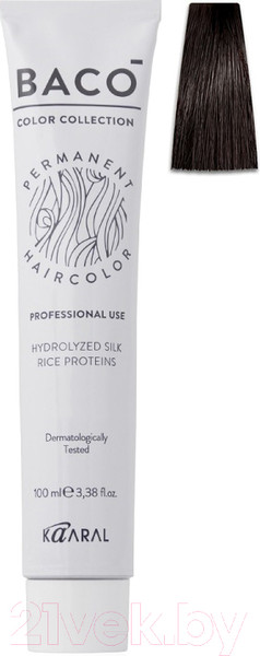 Изображение товара Крем-краска для волос Kaaral Baco 4.01 (натурально-пепельный каштан)