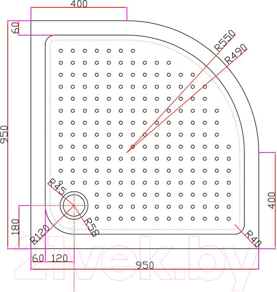 Изображение товара Душевой поддон Cezares Tray-A-R-95-550-15-W (95x95)