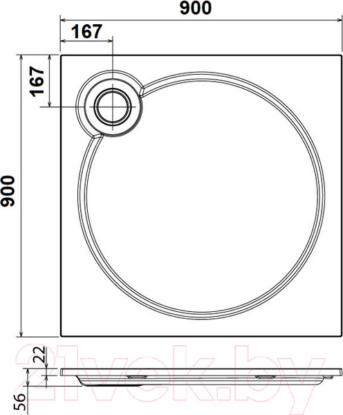 Изображение товара Душевой поддон Cezares Tray-S-A-90-56-W