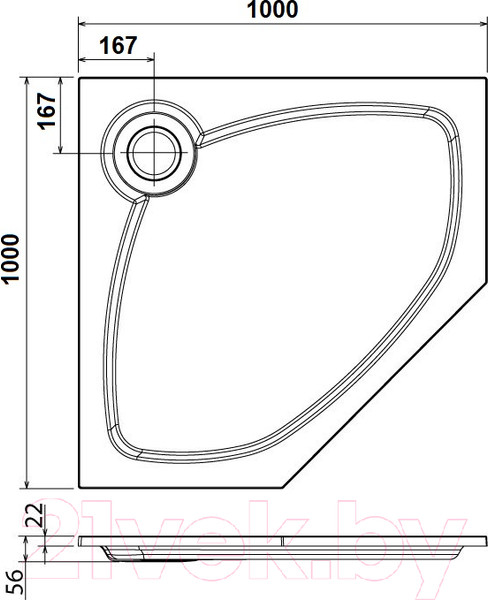 Изображение товара Душевой поддон Cezares Tray-S-P-100-56-W