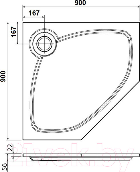 Изображение товара Душевой поддон Cezares Tray-S-P-90-56-W