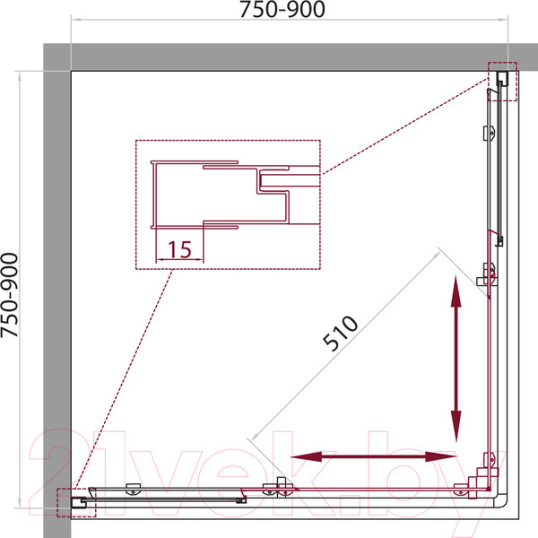 Изображение товара Душевой уголок BelBagno UNIQUE-A-2-75/90-C-Cr