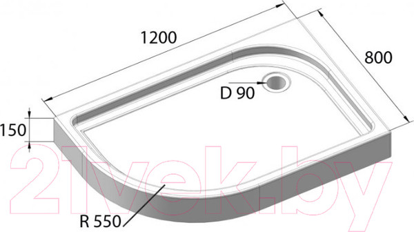 Изображение товара Душевой поддон BelBagno Tray-BB-RH-120/80-550-15-W-R (120x80 )