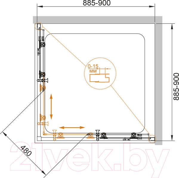 Изображение товара Душевой уголок Cezares ECO-O-A-2-90-P-Cr