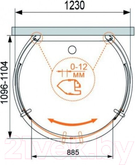 Изображение товара Душевой поддон Cezares TRAY-A-MODENA-O-123/110-15-W