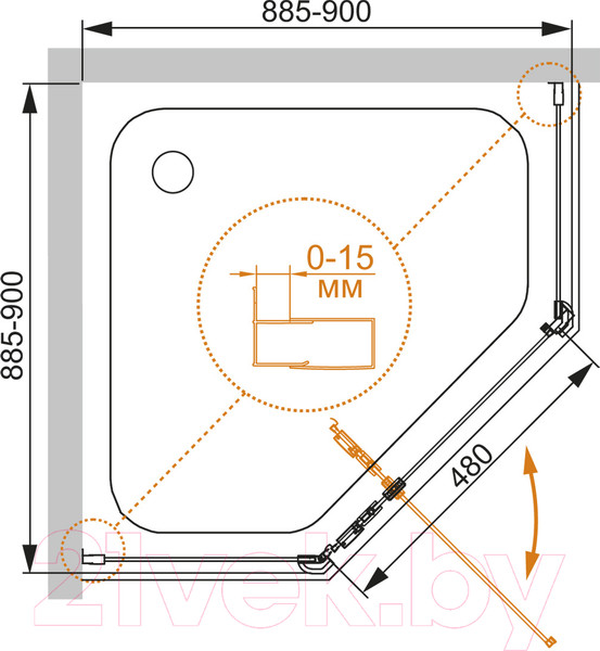 Изображение товара Душевой уголок Cezares ECO-O-P-1-90-C-Cr