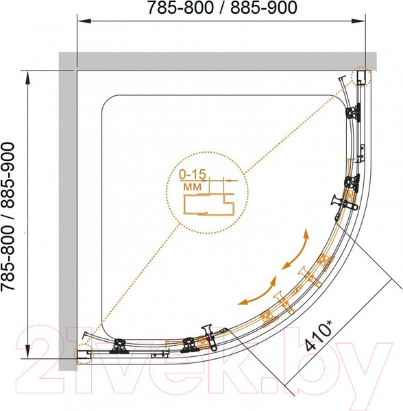 Изображение товара Душевой уголок Cezares ECO-O-R-2-90-P-Cr