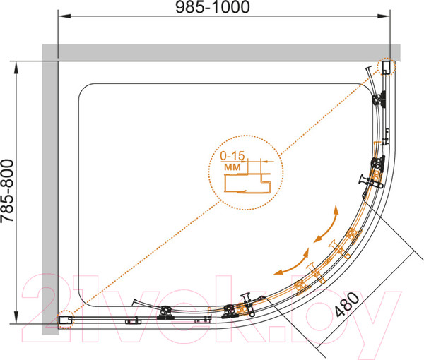 Изображение товара Душевой уголок Cezares ECO-O-RH-2-100/80-C-Cr