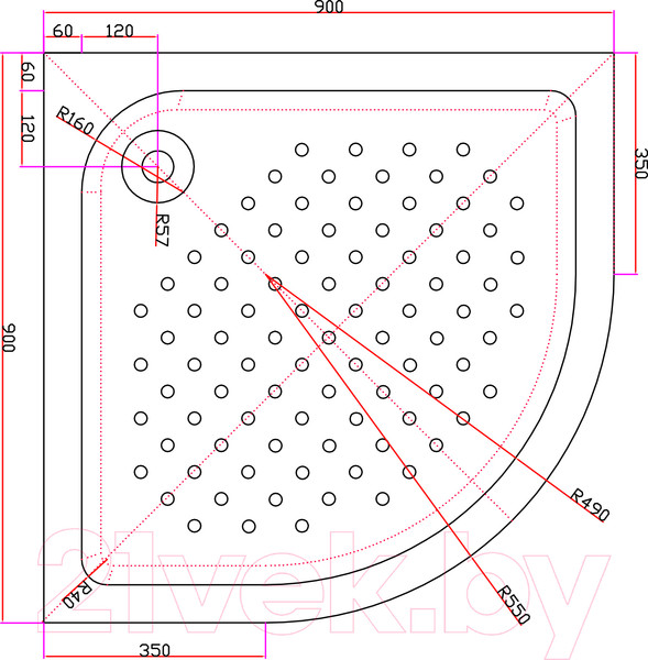 Изображение товара Душевой поддон Cezares Tray-A-R-90-550-15-W-W0