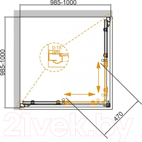Изображение товара Душевой уголок Cezares GIUBILEO-A-2-100-SCORREVOLE-C-G