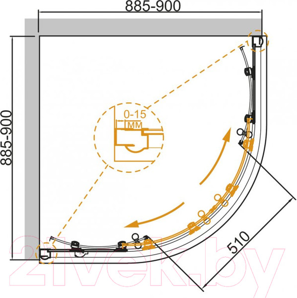 Изображение товара Душевой уголок Cezares GIUBILEO-R-2-90-SCORREVOLE-CP-Cr