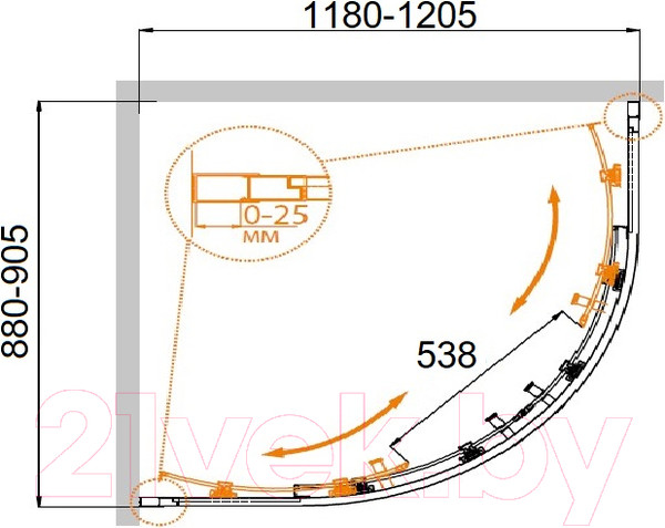 Изображение товара Душевой уголок Cezares MOLVENO-RH-2-120/90-C-Cr-IV