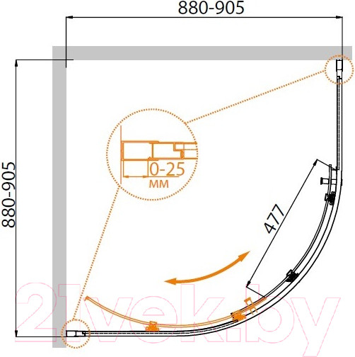 Изображение товара Душевой уголок Cezares MOLVENO-R-1-90-C-Cr-IV