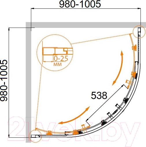 Изображение товара Душевой уголок Cezares MOLVENO-R-2-100-P-Cr