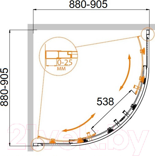 Изображение товара Душевой уголок Cezares MOLVENO-R-2-90-P-Cr-IV