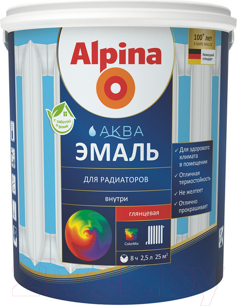 Изображение товара Эмаль Alpina Аква для радиаторов (900мл)