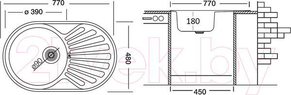 Изображение товара Мойка кухонная Ukinox Фаворит FAP770.480-GT8K 2L