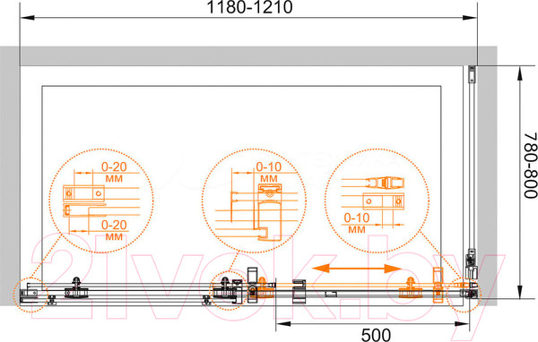 Изображение товара Душевая стенка Cezares STYLUS-O-M-80-FIX-C-Cr (боковая)