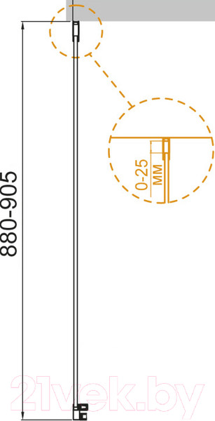 Изображение товара Душевая стенка Cezares VALVOLA-90-FIX-C-Cr (боковая)