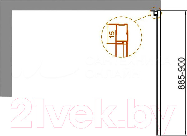 Изображение товара Душевая стенка Cezares VARIANTE-90-FIX-C-Cr (боковая)
