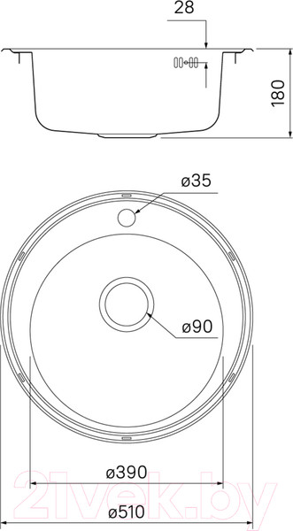 Изображение товара Мойка кухонная IDDIS Basic BAS51S0i77
