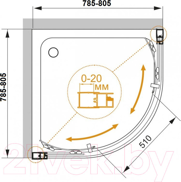 Изображение товара Душевой уголок Cezares Momento-R-2-80-C-Cr