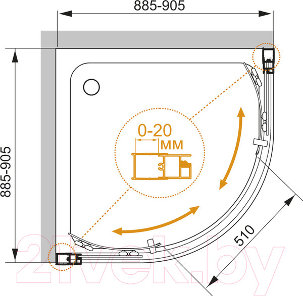 Изображение товара Душевой уголок Cezares MOMENTO-R-2-90-C-Cr