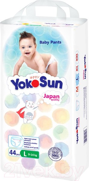 Изображение товара Подгузники-трусики детские YokoSun L от 9 до 14кг (44шт)