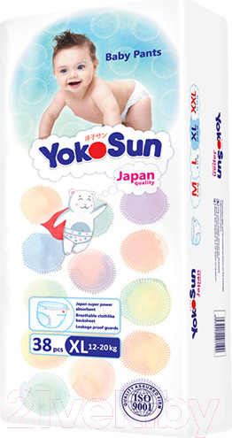 Изображение товара Подгузники-трусики детские YokoSun XL от 12 до 20кг (38шт)