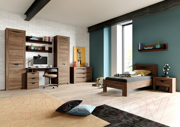 Изображение товара Письменный стол Мебельград Соренто (дуб стирлинг/кофе структурный матовый)