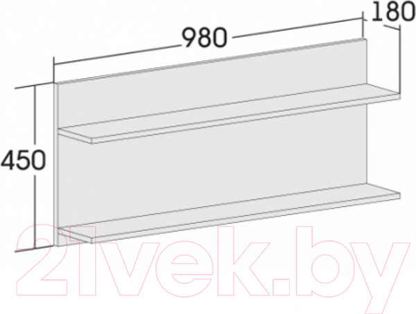 Изображение товара Полка Мебельград Кёльн 980 (белый аляска/белый глянец)