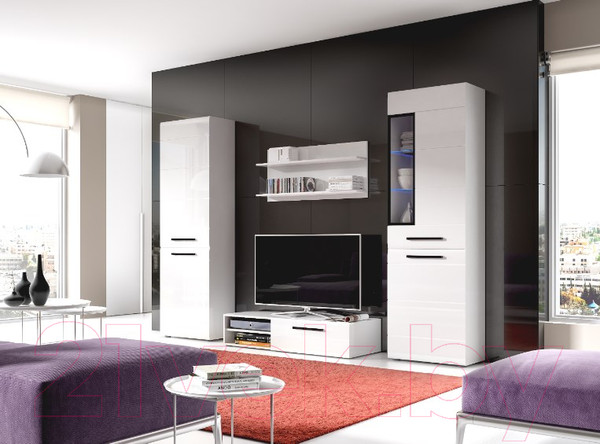 Изображение товара Шкаф-пенал Мебельград Кельн 1960 (белый аляска/белый глянец)