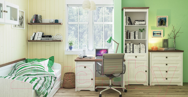 Изображение товара Письменный стол Мебель-Неман Тиволи МН-035-27 (белый структурный/дуб стирлинг)