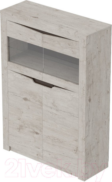 Изображение товара Шкаф с витриной Мебельград Соренто 2-х дверный 107x38.5x150 (дуб бонифаций/кофе структурный матовый)