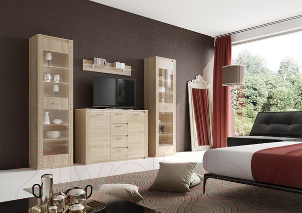 Изображение товара Шкаф-пенал с витриной Мебельград Элана (дуб сонома)