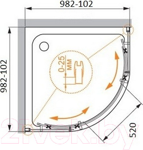 Изображение товара Душевой уголок Cezares STYLUS-O-M-R-2-100-C-Cr