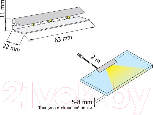 Изображение товара Подсветка для мебели Мебельград Виго/Кёльн HLT Prismatic FT (синий)